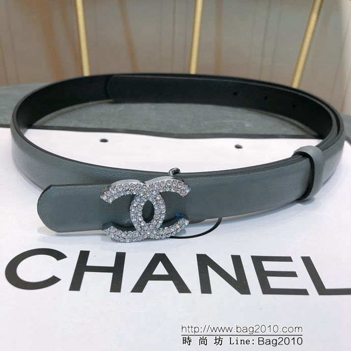 CHANEL香奈兒 18新款 20MM精品 進口光滑優雅小腰帶 CC水鑽扣  xfp1014